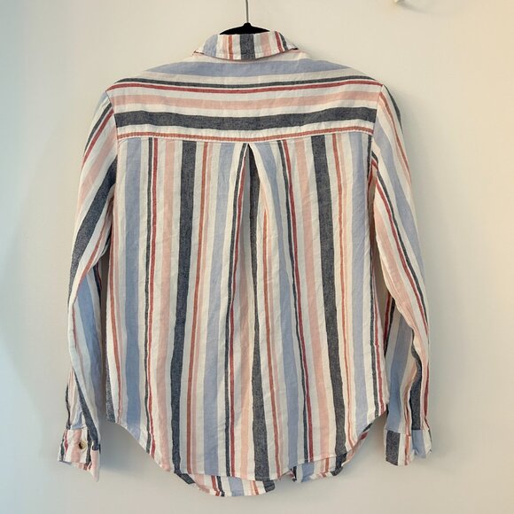 Anthropologie Maeve Multicolor Striped Linen Blend Button Down Shirt Size XS - Picture 10 of 10